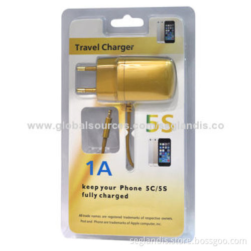 Travel Charger for iPad Mini/iPhone 5C/5S, 5V, 1A Output